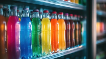 Colorful Bottles of Soda in a Cooler