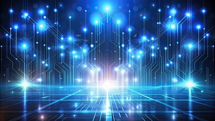 Obraz premium Abstract technology background with futuristic digital elements and glowing lights , technology, abstract, background, digital