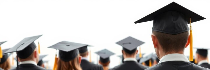 Vector illustration of "graduation" word with caps thrown up on white background for 2017 graduates celebration, 2017, graduation