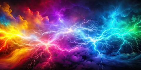Obraz premium Colorful abstract background with lightning and smoke effects, abstract, colorful, vibrant, lightning, smoke, effect