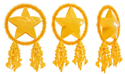 Philippine traditional Christmas lantern,  isolated white background, Parol color yellow © Yeho Yasha