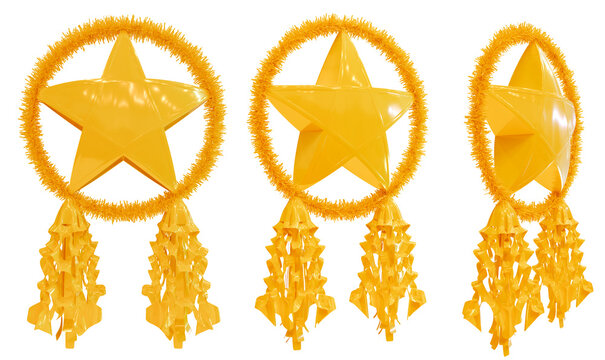 Philippine traditional Christmas lantern,  isolated white background, Parol color yellow