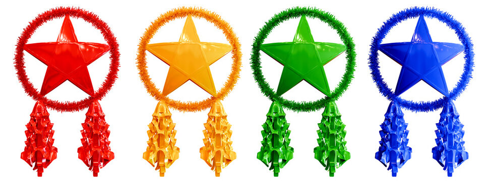 Philippine traditional Christmas lantern,  isolated white background, Parol assorted color