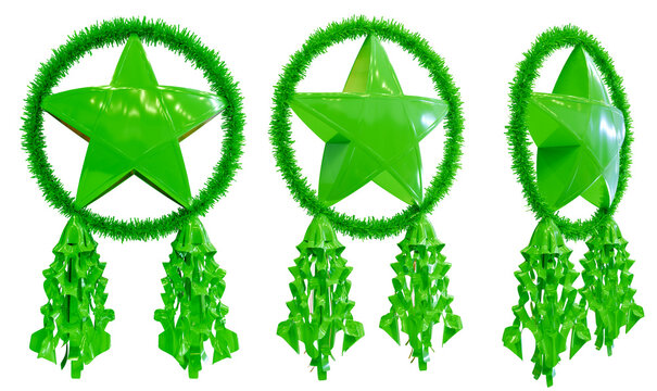 Philippine traditional Christmas lantern,  isolated white background, Parol color green