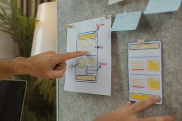 A web developer is analyzing data from his ideas to develop the structure and components of a digital product that best meets the needs of users, ux, ui, interface, experience