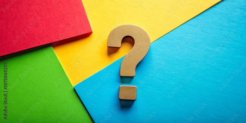 Poster conceptual photography of paper cutout question mark illustrating faq and qa concepts with an ask bu