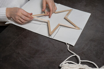 Christmas star made of ice cream sticks. Gift idea. Do it yourself instruction eco-friendly...