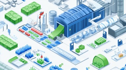 Obraz premium A detailed infographic-style illustration of the recycling process
