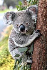 Naklejka premium Baby cub Koala isolated on white background , isolated on white background, , copy space, copy space for text,