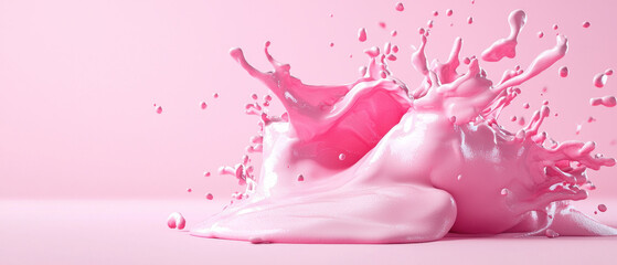 vibrant pink splash of liquid frozen mid motion creates playful scene.