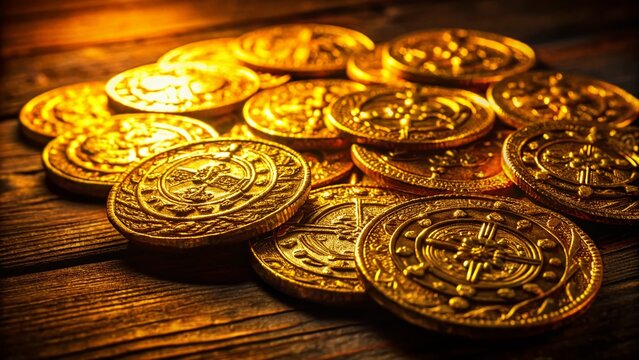 Discover the Mystique of Spanish Gold Doubloons in Low Light Photography, Capturing Their Historical Essence and Intricate Details for Enthusiasts and Collectors Alike
