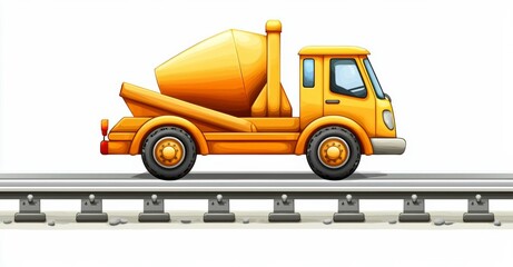 Naklejka premium Concrete mixer truck with view from side isolated on white background