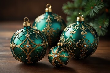 "Experience the magic of Christmas with our unique collection of handcrafted green Christmas balls, perfect for adorning your tree or wearing as jewelry for a festive touch." 
