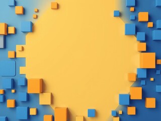 Fototapeta premium Abstract 3D render of blue block pattern depicting tech background, digital, modern