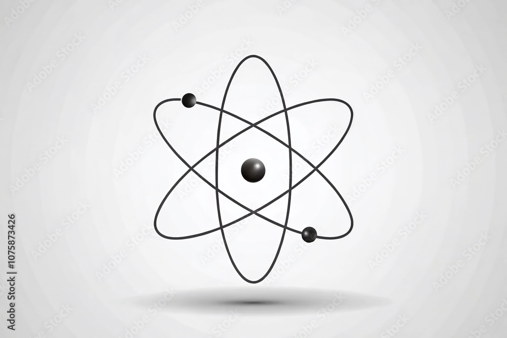 Aufkleber elegant continuous line design of atom molecule for decorative elements on a crisp white background,