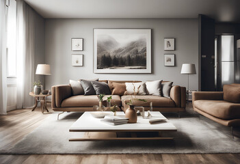 flat lamp carpet template wooden nobody chair armchair living estate contemporary window interior table space decoration modern background design loft architecture elegant comfortable  