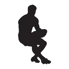 isolated silhouettes of rugby player, Rugby sports athlete silhouettes. Good use for symbol, logo, mascot, icon, sign