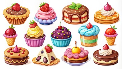 A Colorful Collection of Sweet Treats, Featuring Delightful Pastry Options, From Creamy Cupcakes to Fruity Tarts