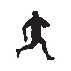 isolated silhouettes of rugby player, Rugby sports athlete silhouettes. Good use for symbol, logo, mascot, icon, sign
