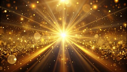 Obraz premium Golden light beams and particles creating a mesmerizing abstract background, golden, light, beams, particles