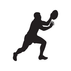 isolated silhouettes of rugby player, Rugby sports athlete silhouettes. Good use for symbol, logo, mascot, icon, sign