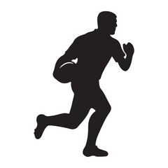 isolated silhouettes of rugby player, Rugby sports athlete silhouettes. Good use for symbol, logo, mascot, icon, sign
