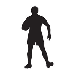 isolated silhouettes of rugby player, Rugby sports athlete silhouettes. Good use for symbol, logo, mascot, icon, sign