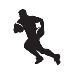 isolated silhouettes of rugby player, Rugby sports athlete silhouettes. Good use for symbol, logo, mascot, icon, sign