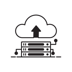Fototapeta premium cloud service data upload line icon. Local network and cloud based solutions.black and white linear icon isolated white background