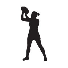 isolated silhouettes of rugby player, Rugby sports athlete silhouettes. Good use for symbol, logo, mascot, icon, sign
