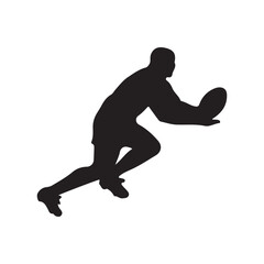 isolated silhouettes of rugby player, Rugby sports athlete silhouettes. Good use for symbol, logo, mascot, icon, sign