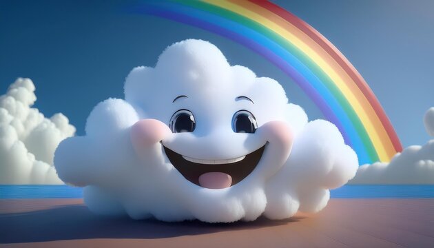 teddy bear in the sky with rainbo