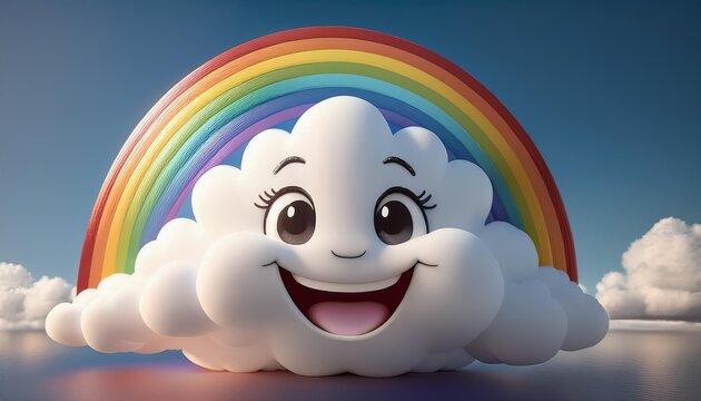 teddy bear in the sky with rainbo