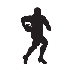 isolated silhouettes of rugby player, Rugby sports athlete silhouettes. Good use for symbol, logo, mascot, icon, sign