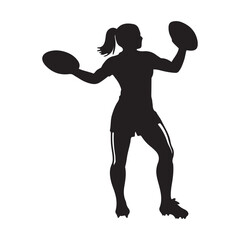 isolated silhouettes of rugby player, Rugby sports athlete silhouettes. Good use for symbol, logo, mascot, icon, sign