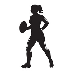 isolated silhouettes of rugby player, Rugby sports athlete silhouettes. Good use for symbol, logo, mascot, icon, sign