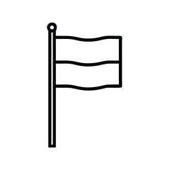 Obraz premium Waving flag vector icon black outline, Black outline vector icon of a waving flag on a flagpole, featuring a simple and minimal design in line art style. 