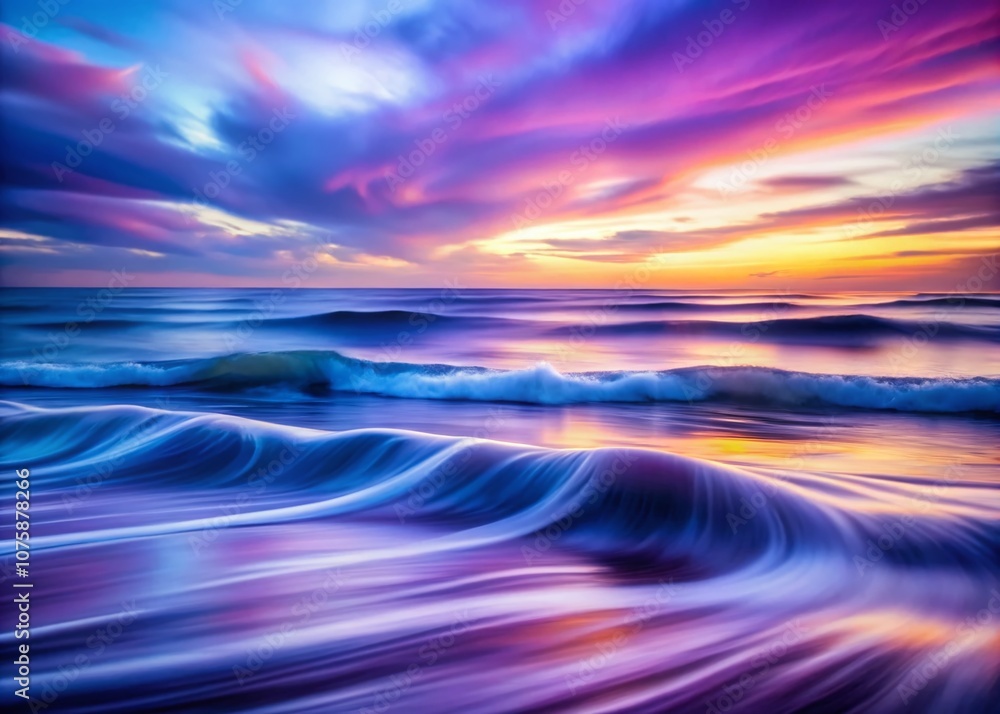 Aufkleber Ethereal Waves of Color: A Captivating Blend of Purple and Blue Fluidity Captured in the Rule of Thirds for an Enchanting Visual Experience