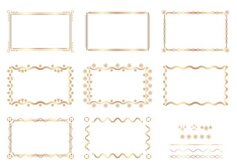 Vintage gold frame for decorating web pages, festivals, and other decorations. Elegant, realistic gold border. Vector illustration