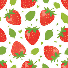 Fresh strawberry fruit seamless pattern