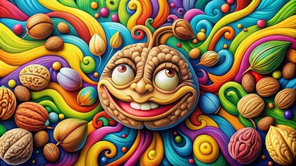Fototapeta premium Exploring the Concept of a Nutcase: A Creative Representation of Eccentricity, Quirkiness, and Unconventional Thinking in a Captivating Visual Composition