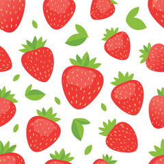 Fresh strawberry fruit seamless pattern