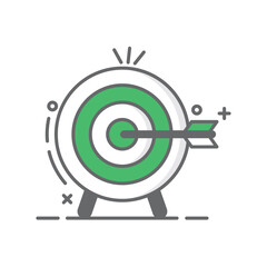 goals target icon symbolizing success and progress in management development black and white linear icon isolated white background,