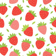 Fresh strawberry fruit seamless pattern