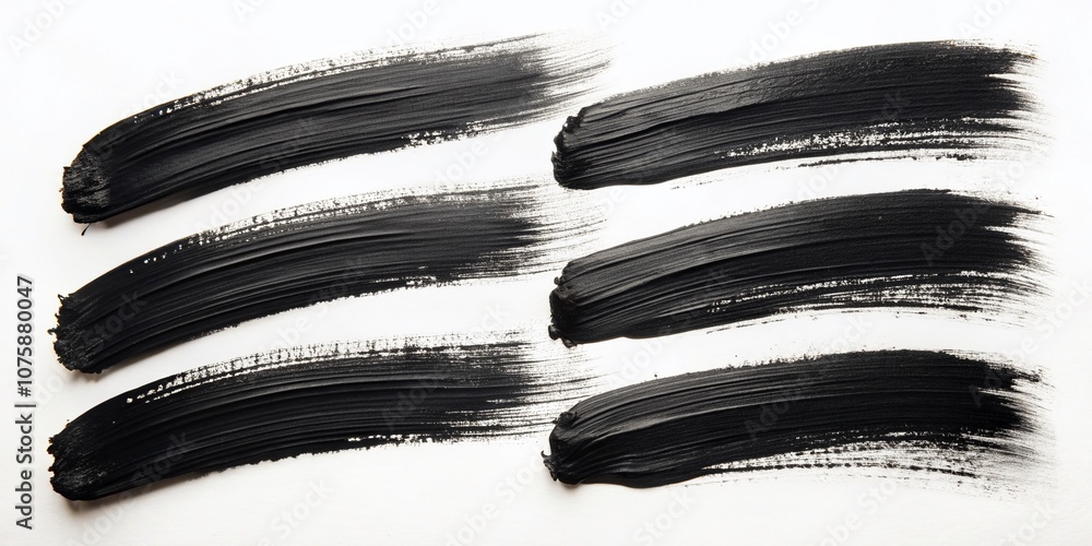 Poster four bold black paint strokes on a crisp white background for versatile design applications in graph