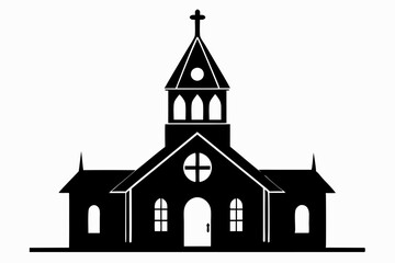 Church Silhouettes vector | vector silhouette illustration on white background,Minimalist church logo icon silhouette vector art illustration design,Church silhouette vector, Christian church house.