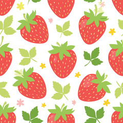 Fresh strawberry fruit seamless pattern