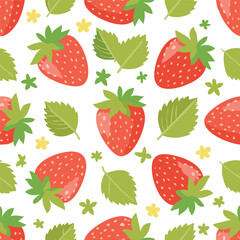 Fresh strawberry fruit seamless pattern