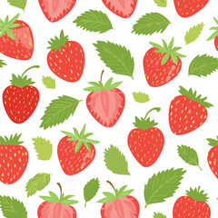 Fresh strawberry fruit seamless pattern