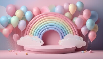 magic rainbow in the sky isolated with white back ground